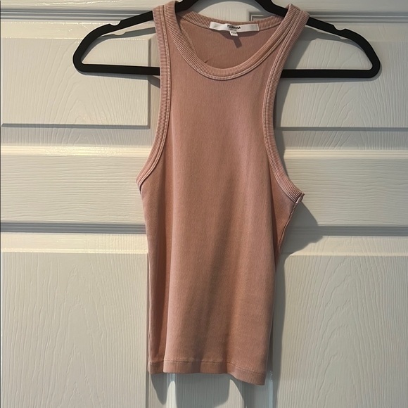 Tularosa Tops - Tularosa Pink Ribbed Fitted Tank Top
